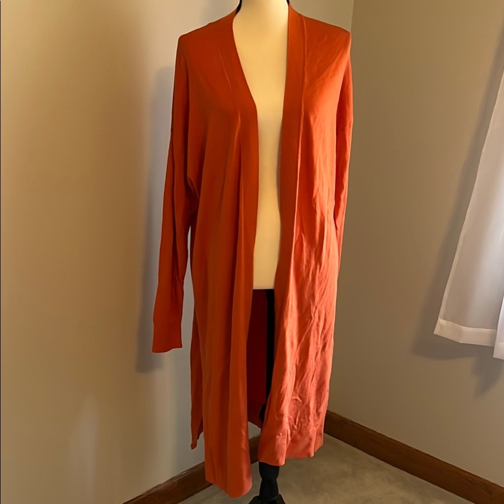 Ann Taylor Orange Open Front Cardigan